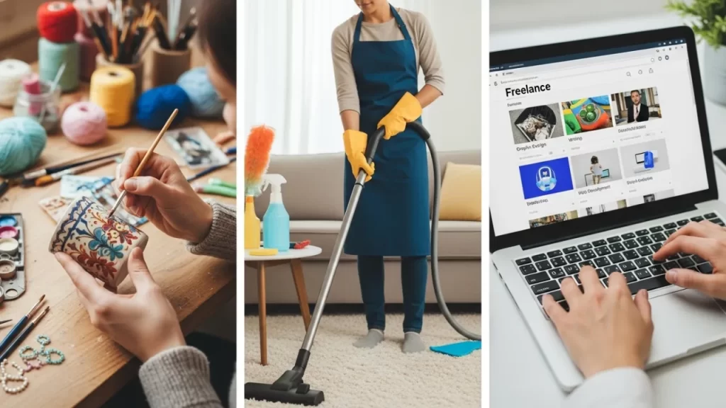 Exemplos de renda extra: artesanato, serviços domésticos e trabalho online
